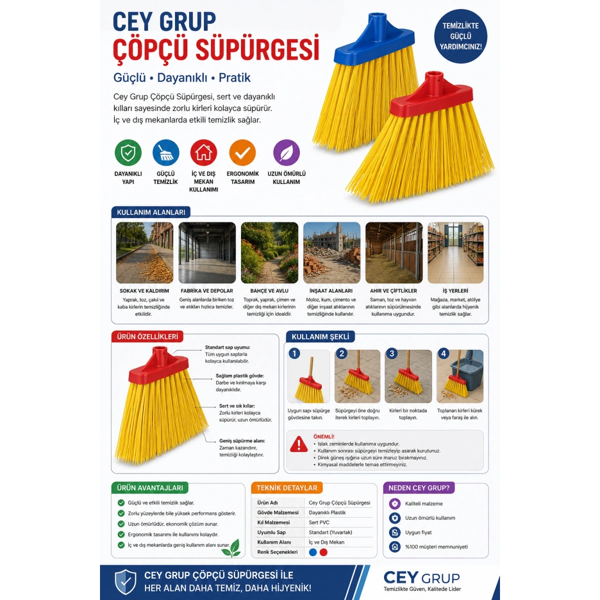 Cey Grup Çöpçü Süpürgesi