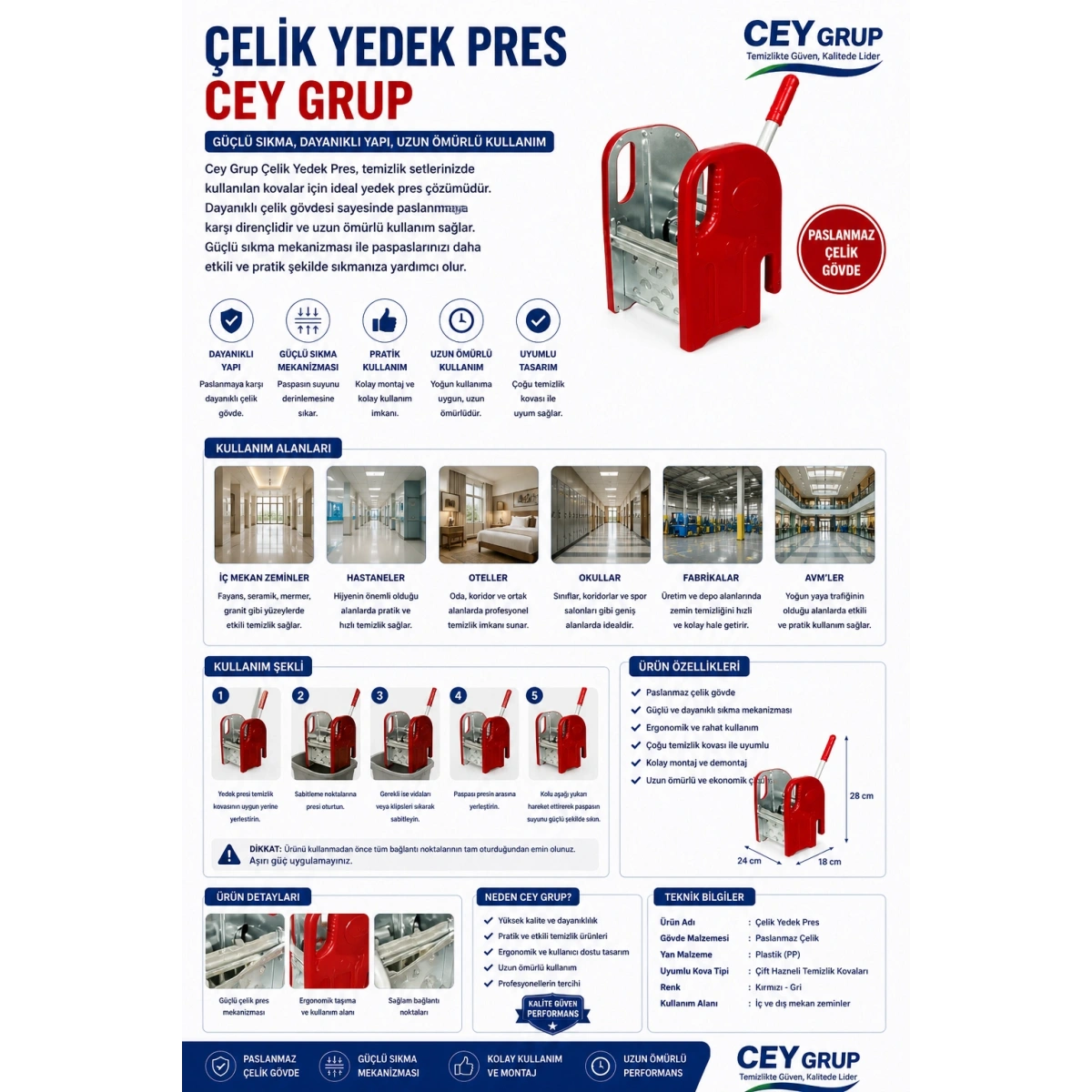 Cey Grup Çelik Yedek Pres