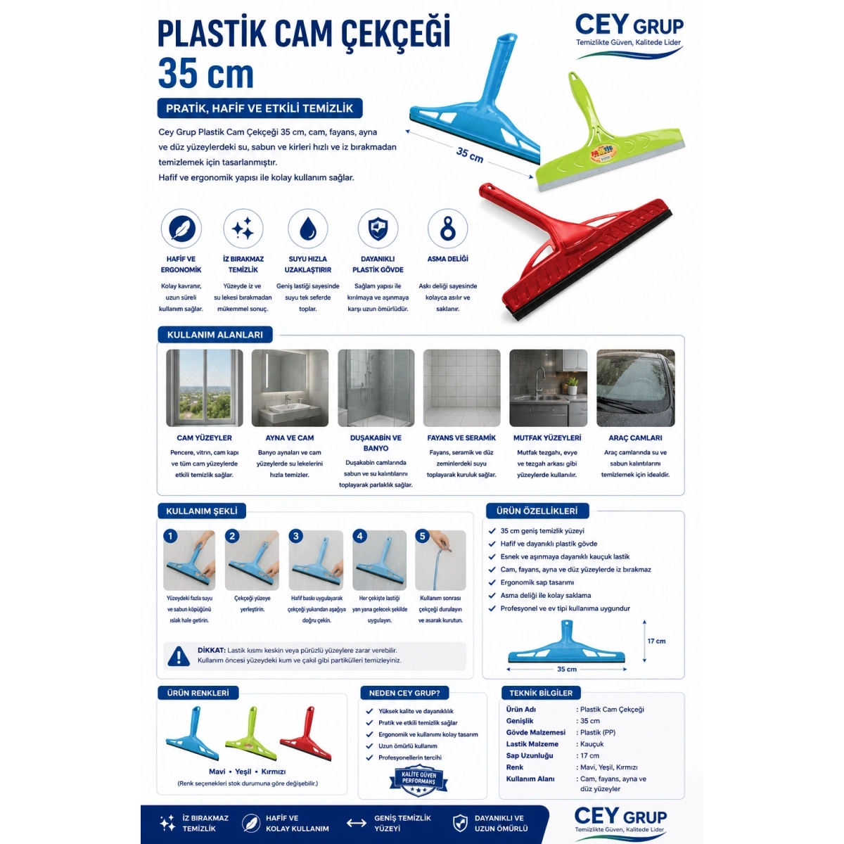 Cey Grup Plastik Cam Çekçeği 35 cm