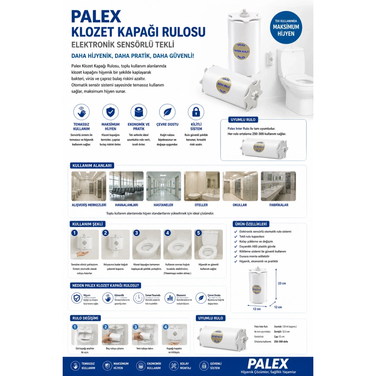 Palex Klozet Kapağı Rulosu Elektonik Sensörlü Tekli