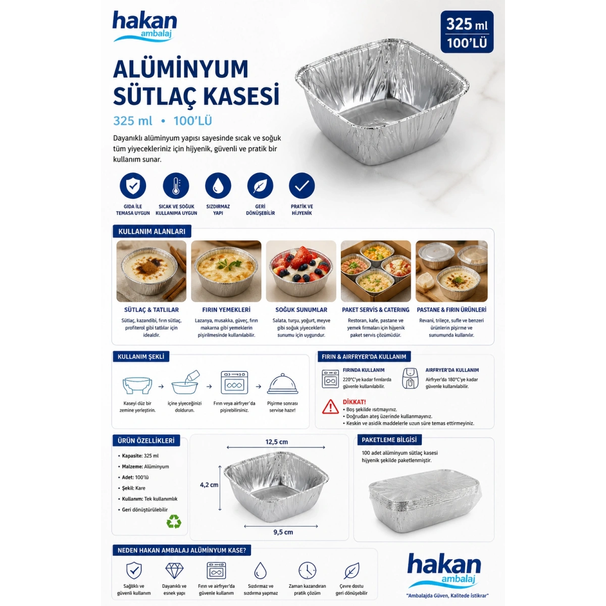 Alüminyum Sütlaç Kasesi 325 ml 100lü