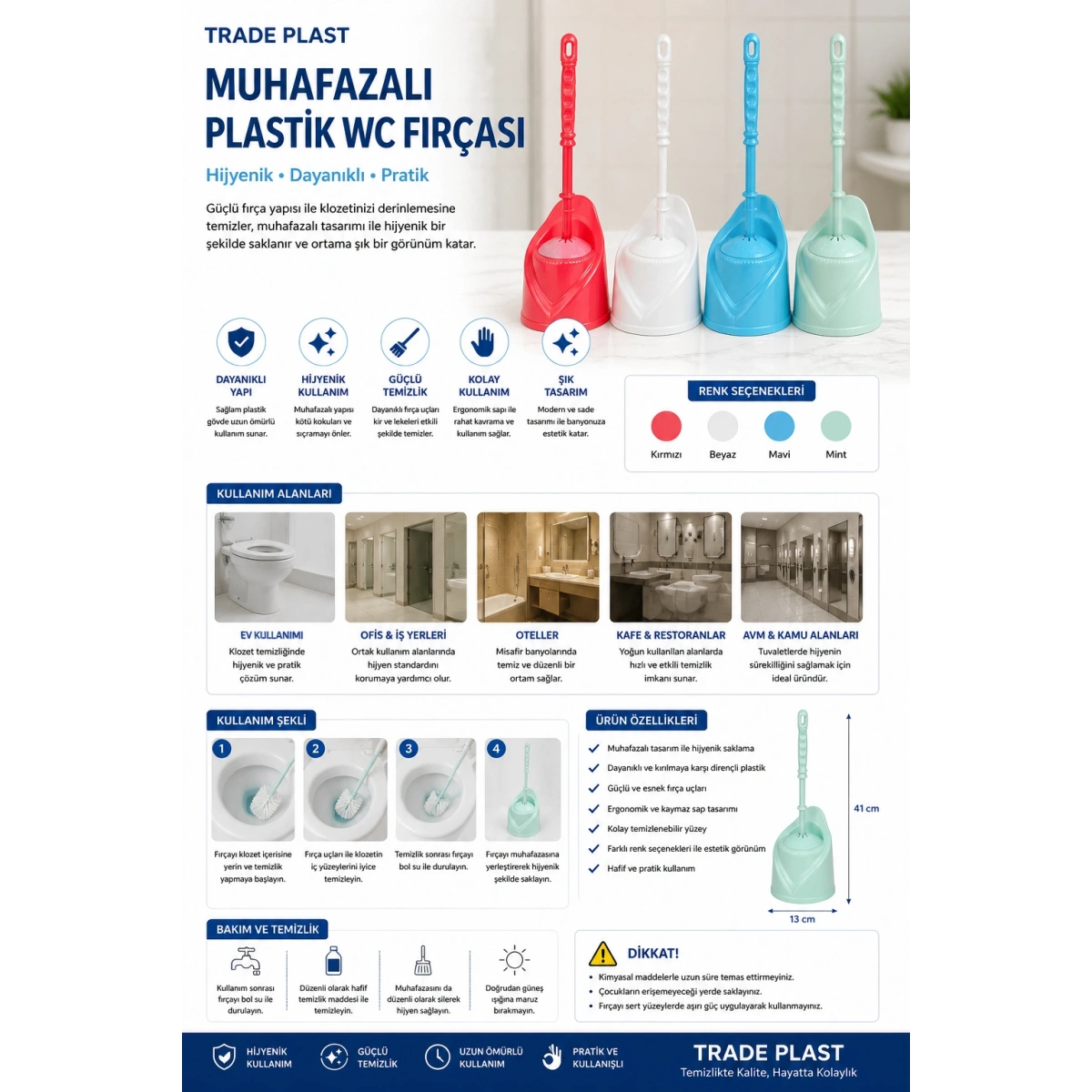 Trade Plast Muhafazalı Plastik Wc Fırçası