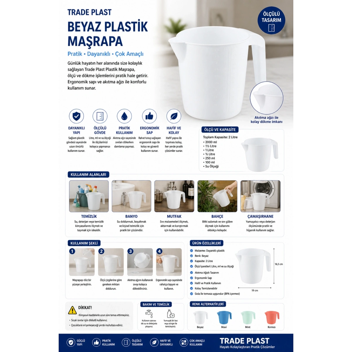Trade Plast Beyaz Plastik Maşrapa