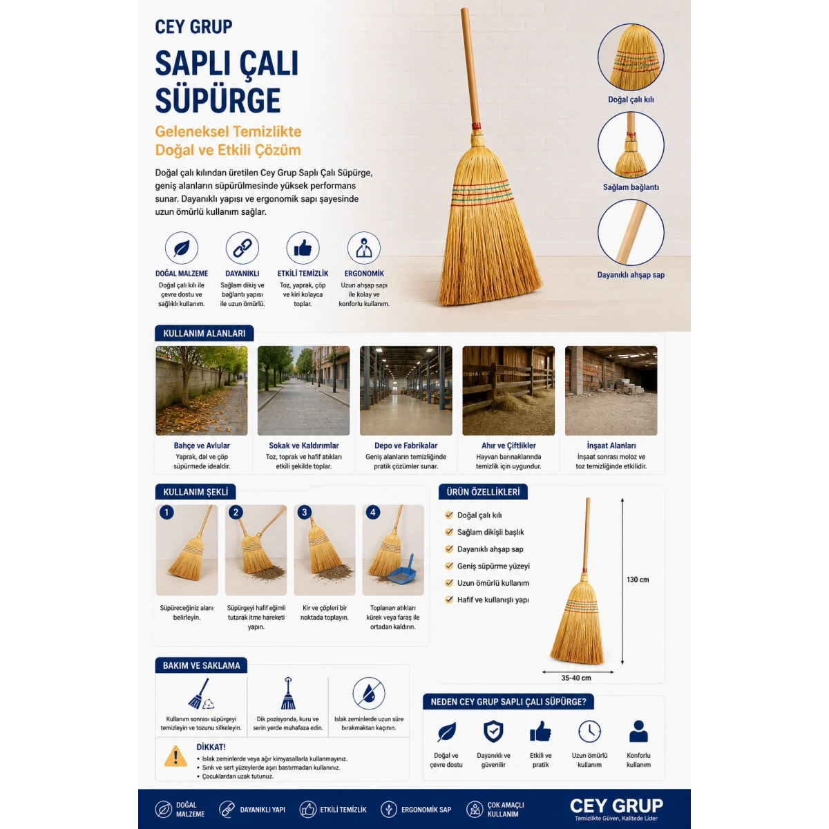 Cey Grup Saplı Çalı Süpürge