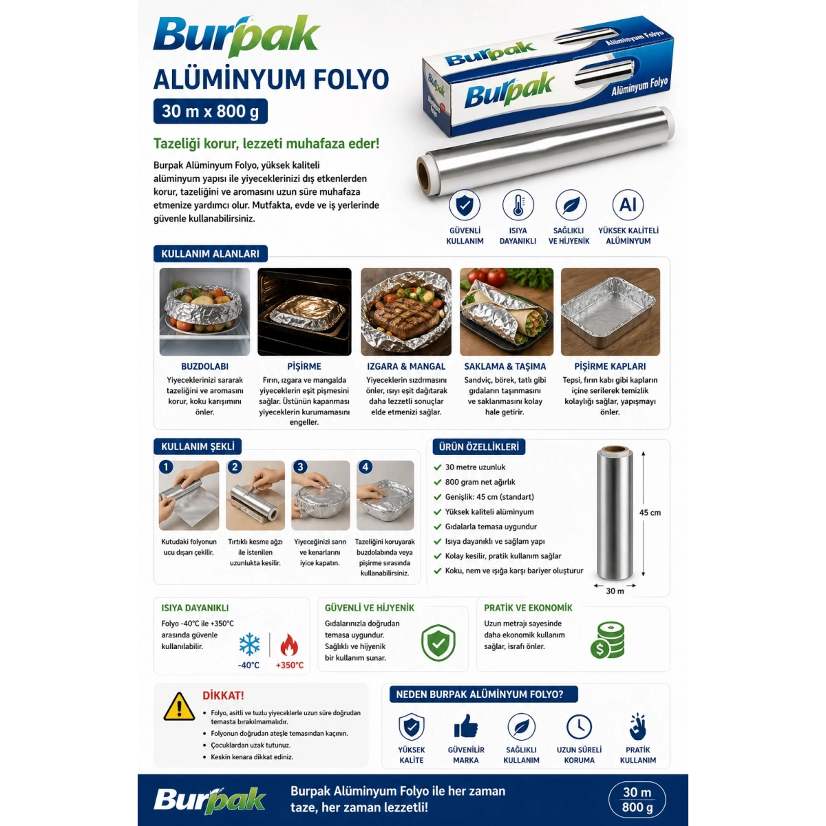 Burpak Alüminyum Folyo 30 m * 800 g