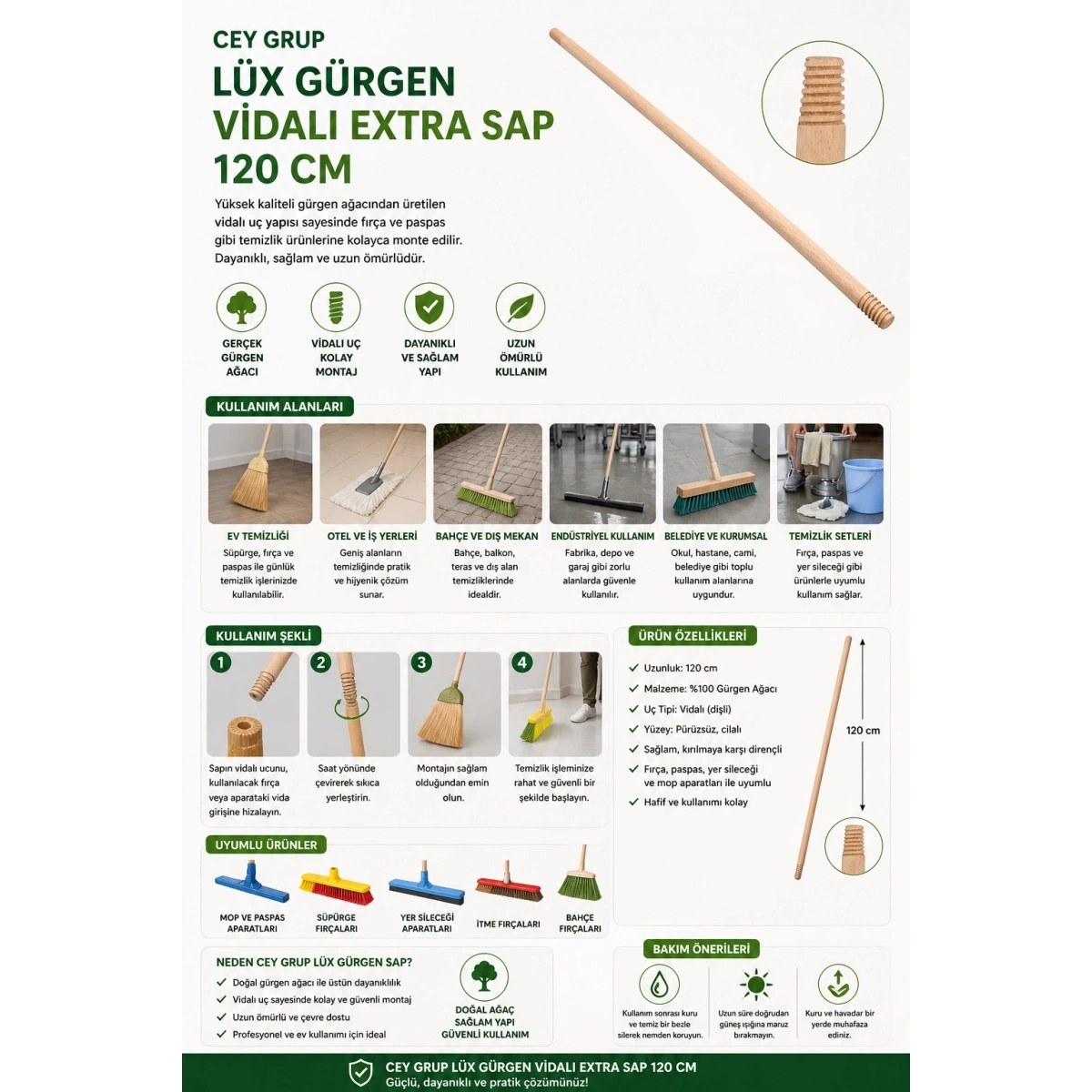 Cey Grup Lüx Gürgen Vidalı Extra Sap 120 cm