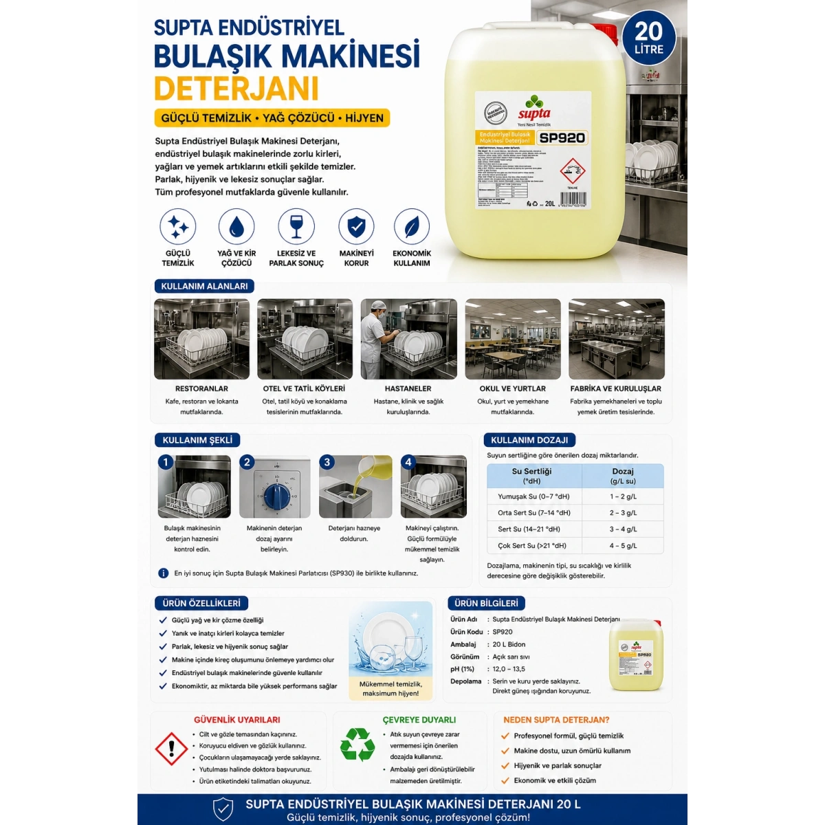 Supta Endüstriyel Bulaşık Makinesi Deterjanı 20 L