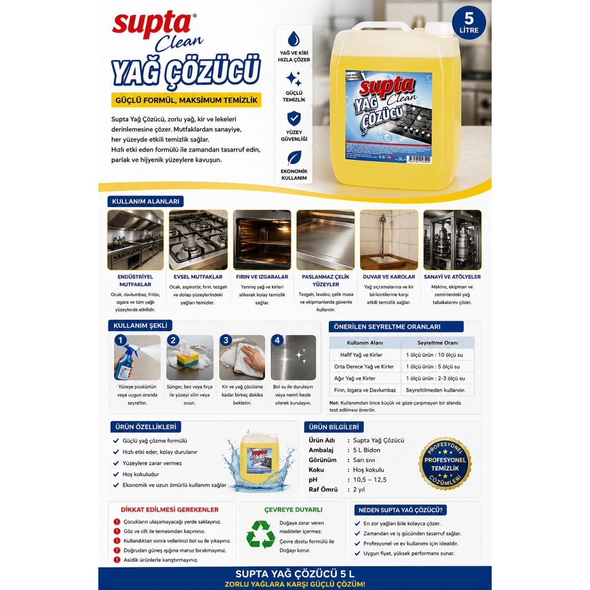 Supta Yağ Çözücü 5 L