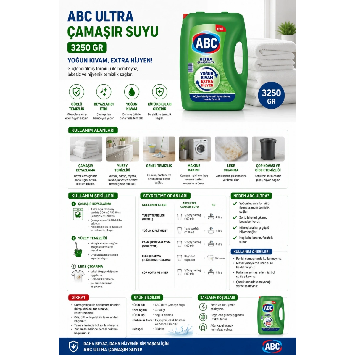 Abc Ultra Çamaşır Suyu 3250 Gr