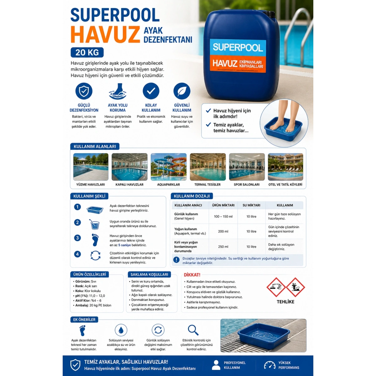 Superfoot Havuz Ayak Dezenfektanı 20 kg
