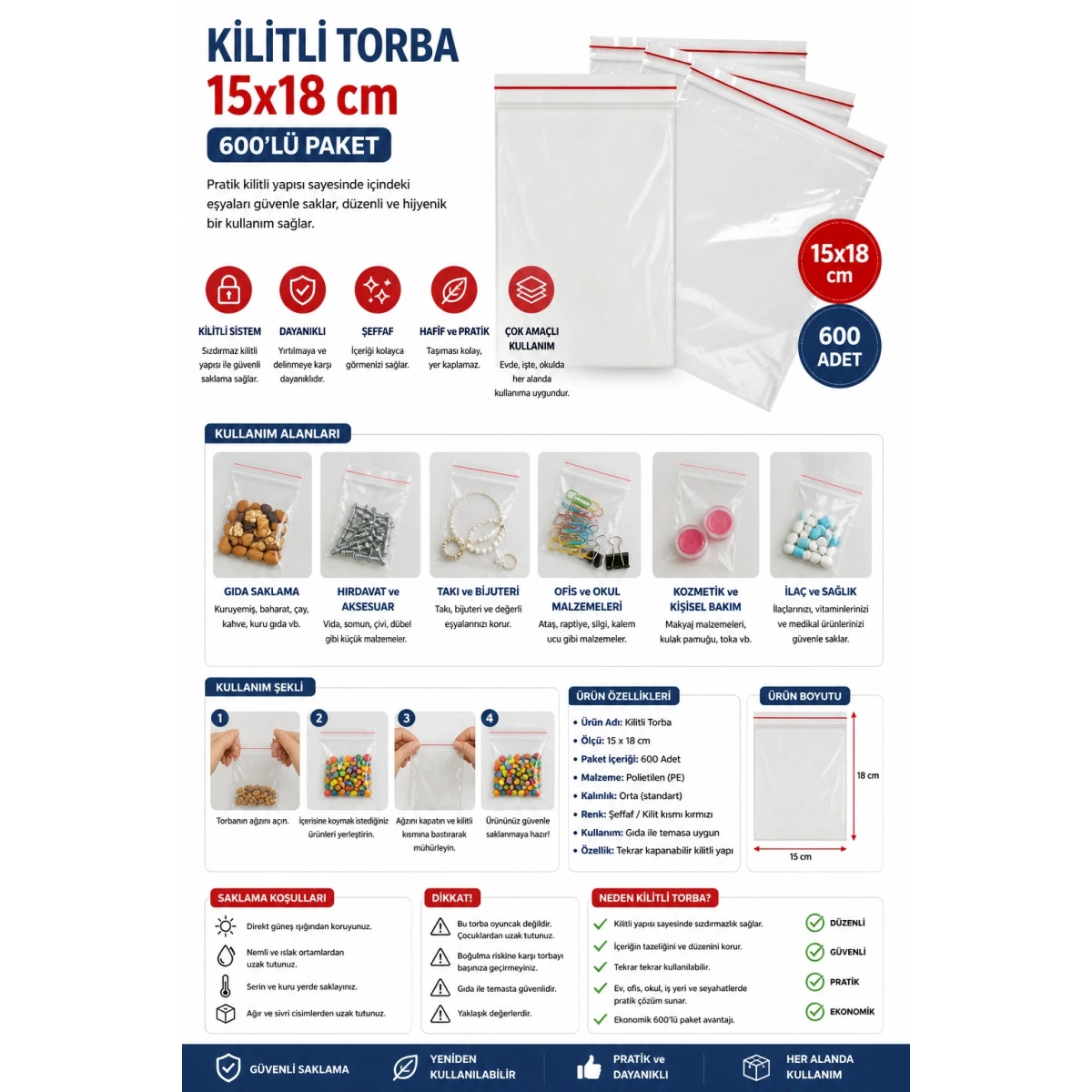 Kilitli Torba 15x18 cm 600lü Paket