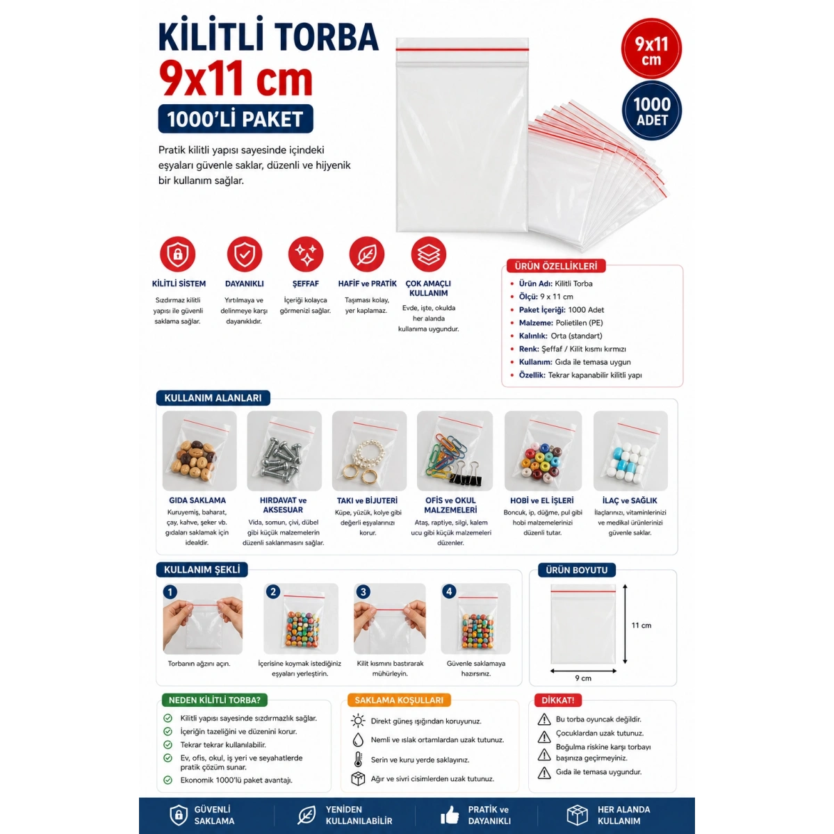 Kilitli Torba 9x11 cm 1000li Paket