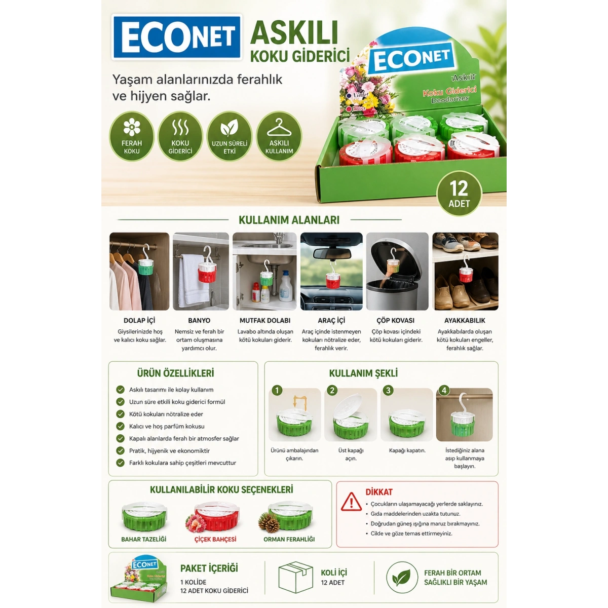 Cey Grup Askılı Koku Giderici Ernet 12li
