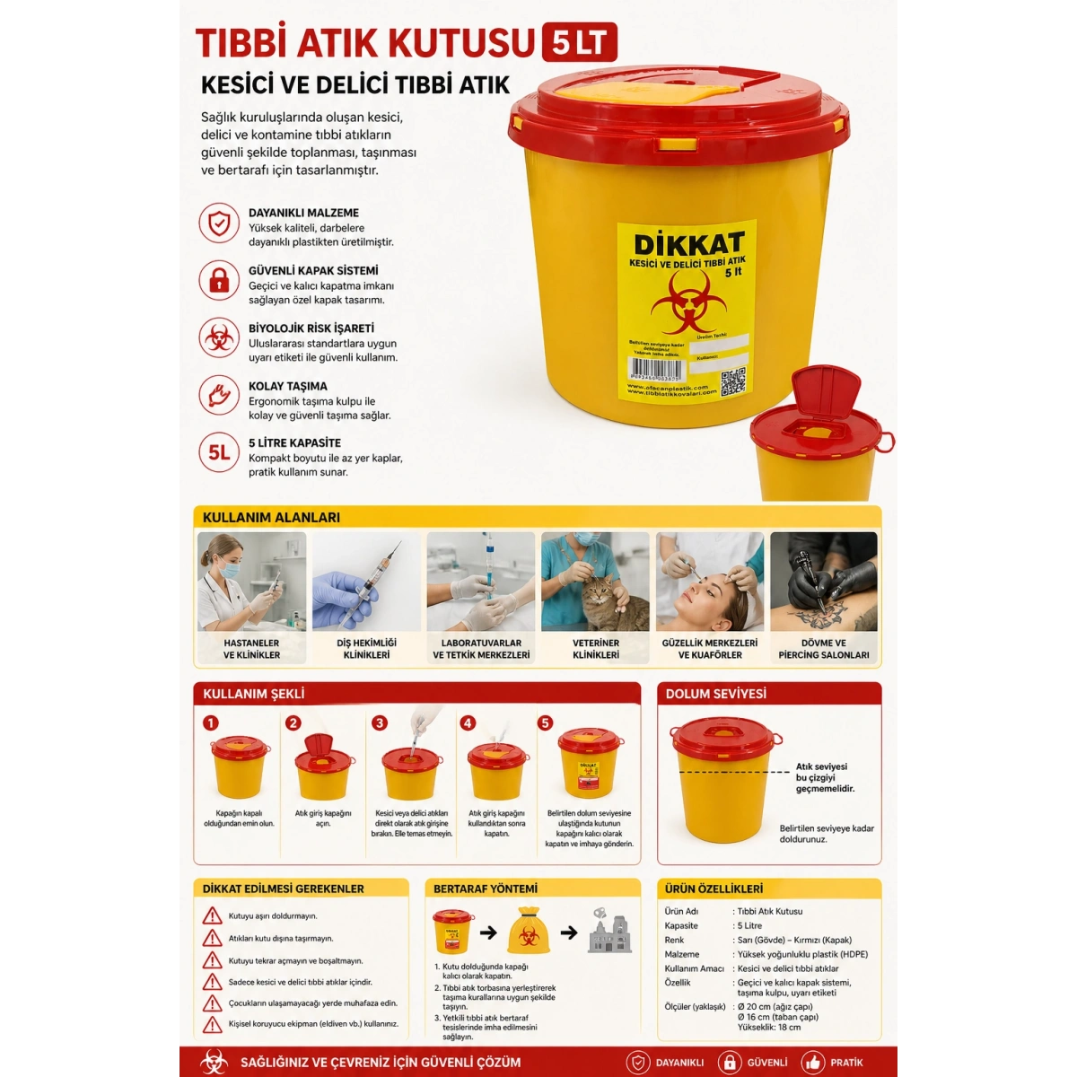 Tıbbi Atık Kutusu 5 Lt