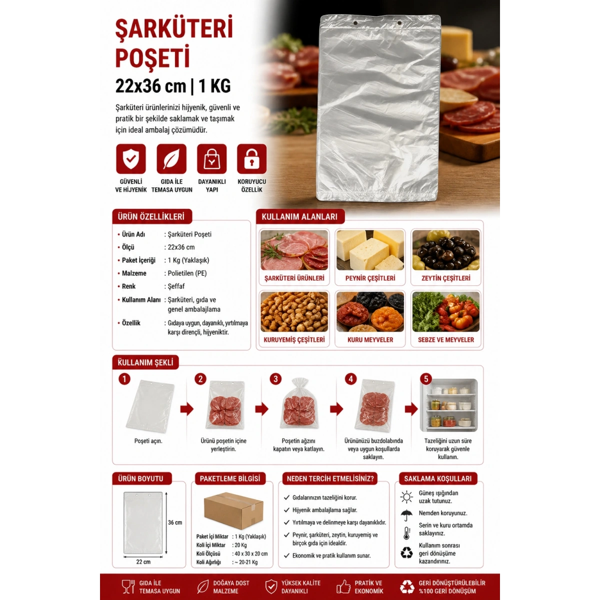 Şarküteri Poşeti 22x36 cm 1 kg