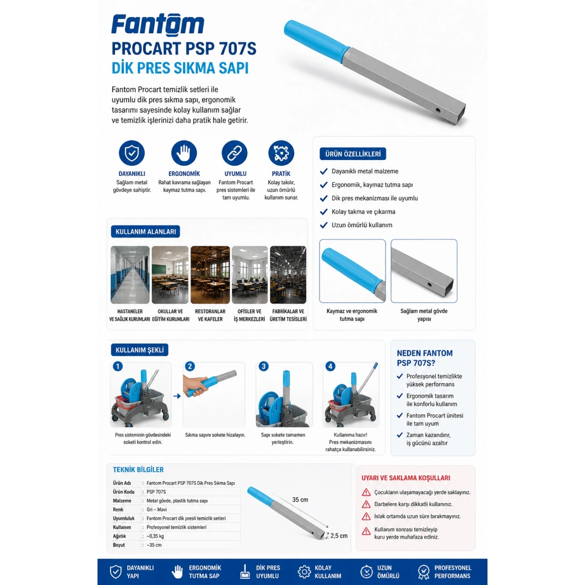 Fantom Procart PSP 707S Dik Pres Sıkma Sapı
