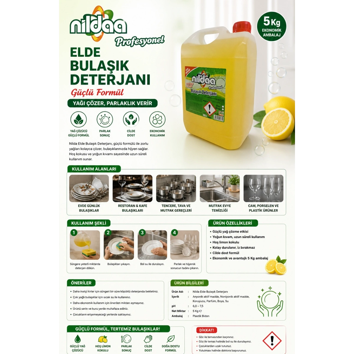 Nilda Elde Bulaşık Deterjanı 5 Kg
