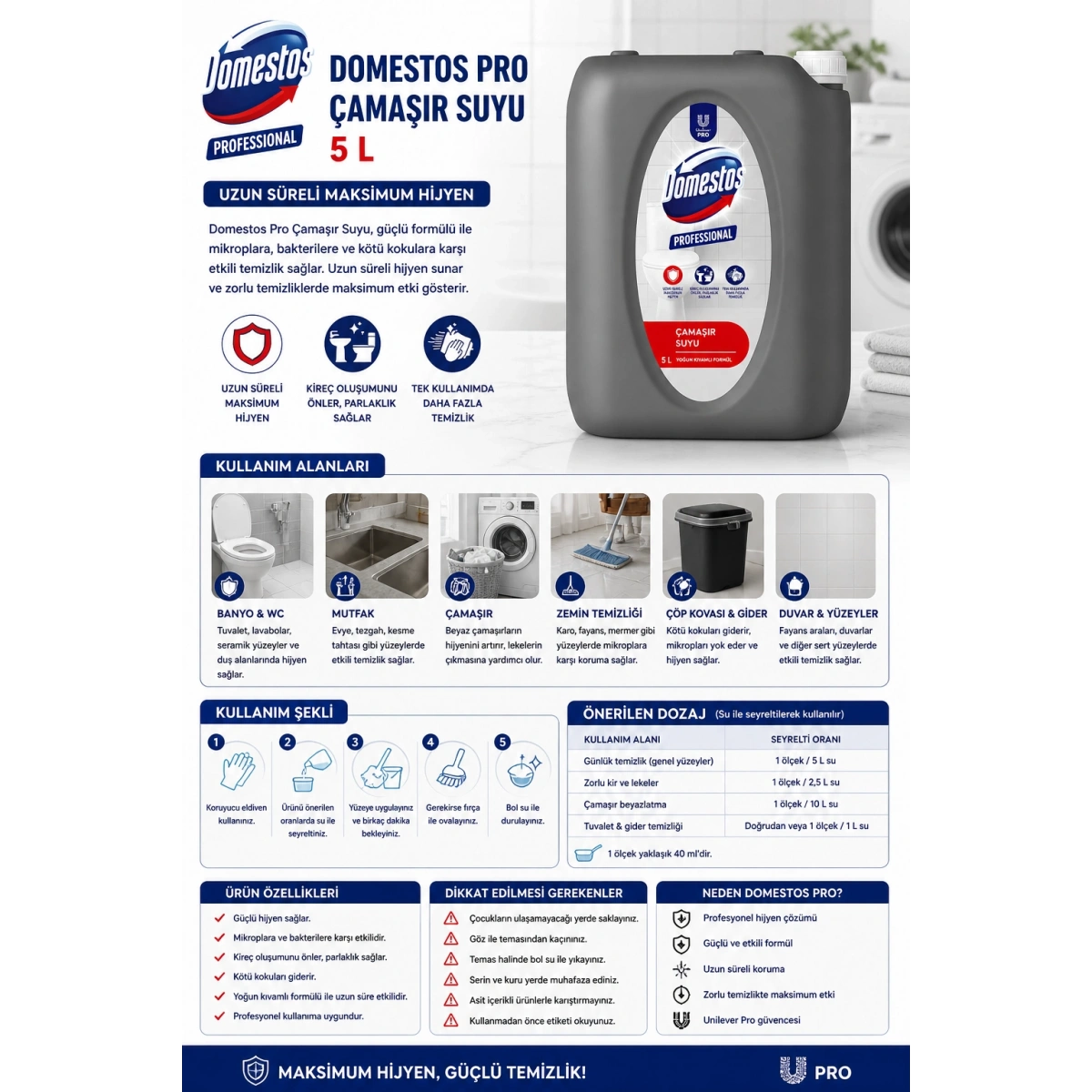 Domestos Pro Çamaşır Suyu 5 L