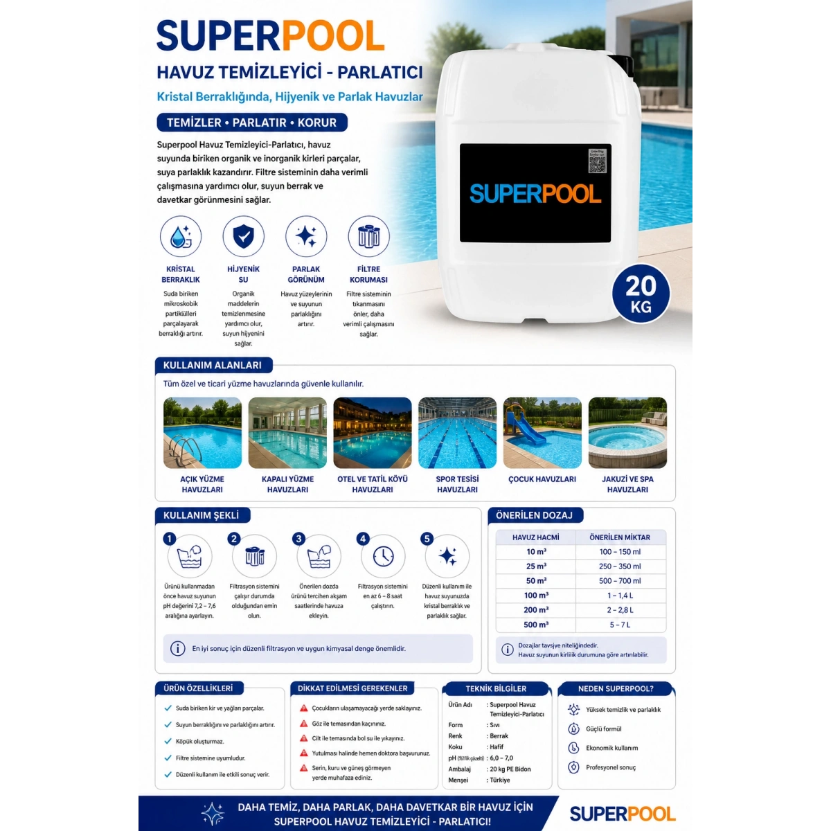 Superpool Havuz Temizleyici-Parlatıcı 20 kg