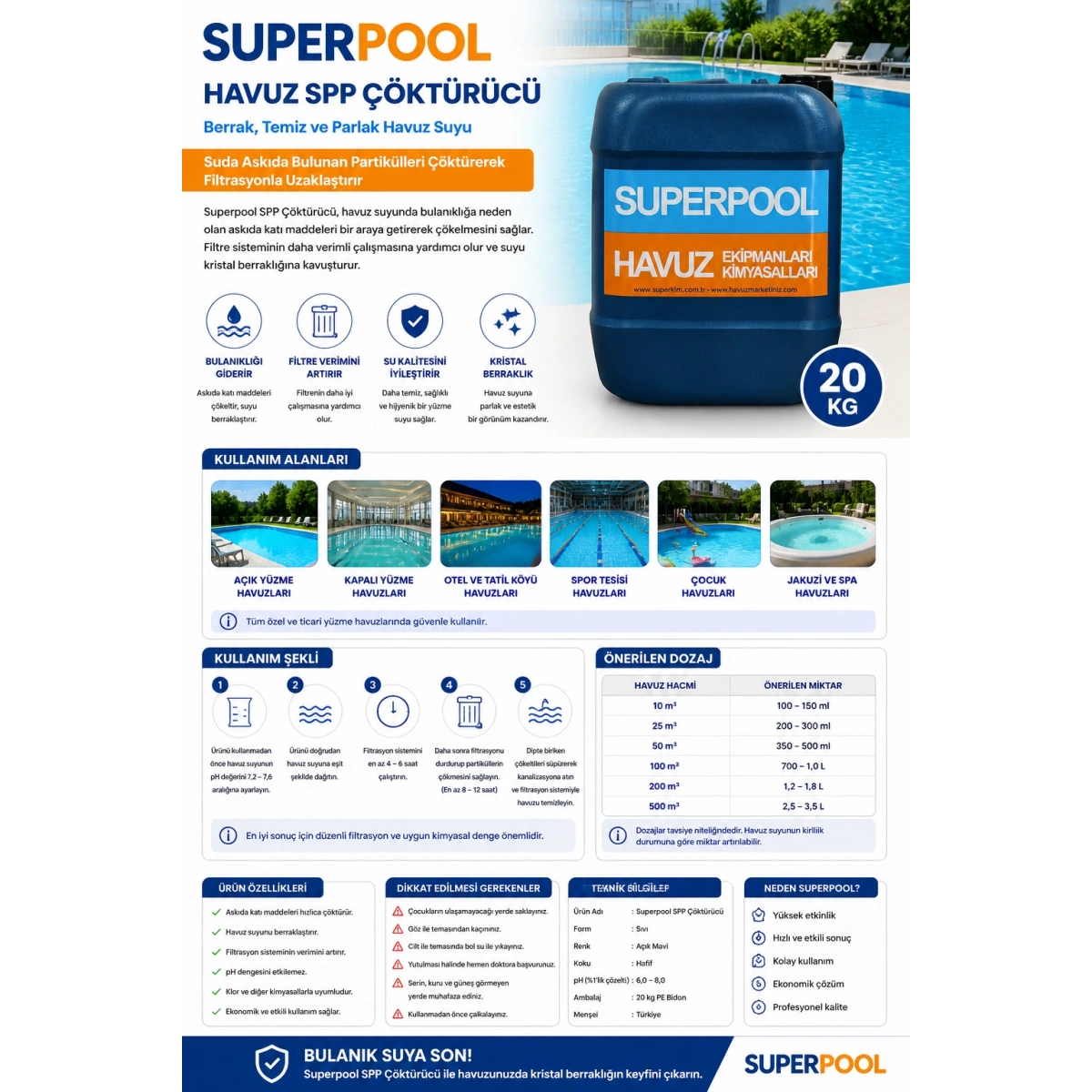 Superpool Havuz Spp Çöktürücü 20 kg