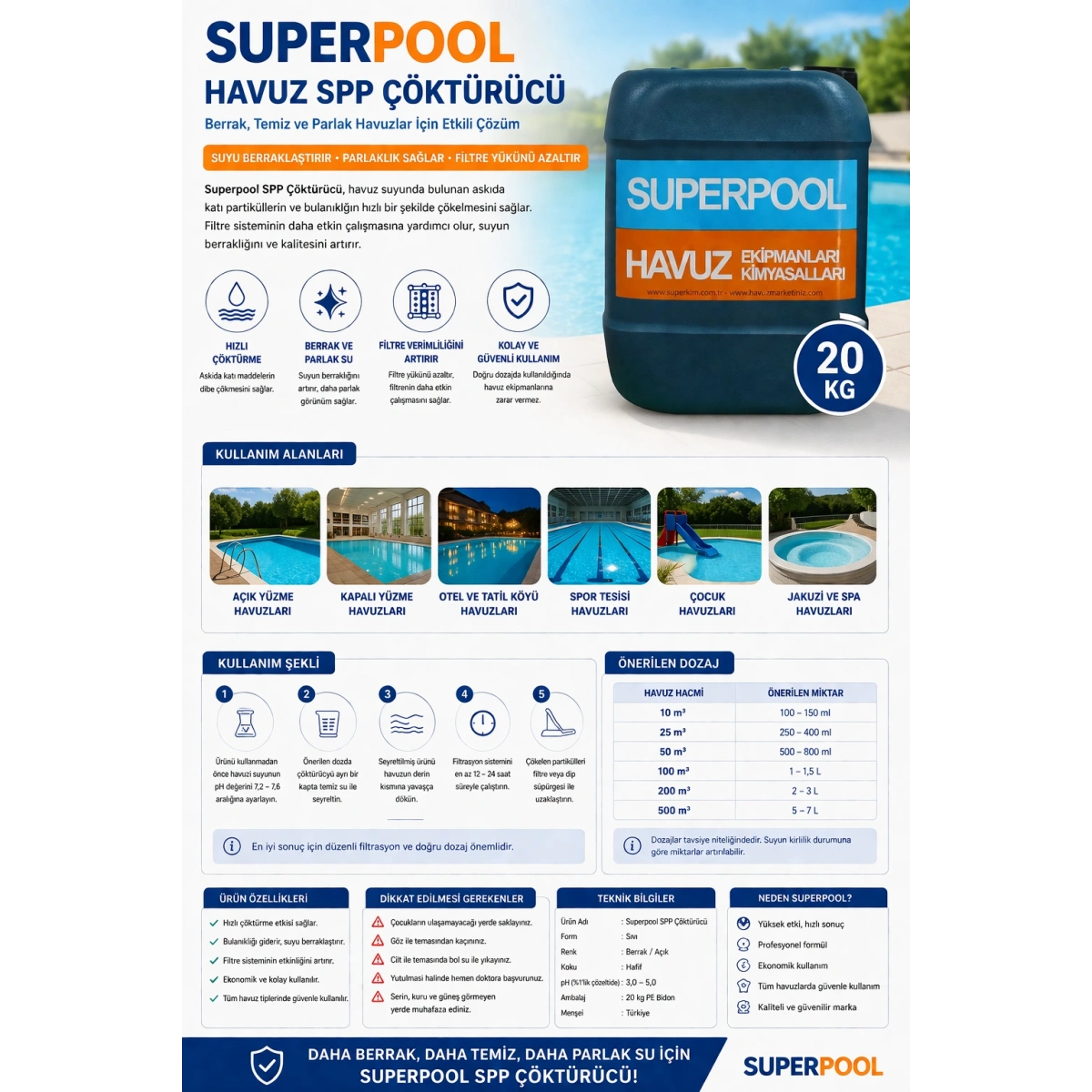 Superpool Havuz Spp Çöktürücü 20 kg