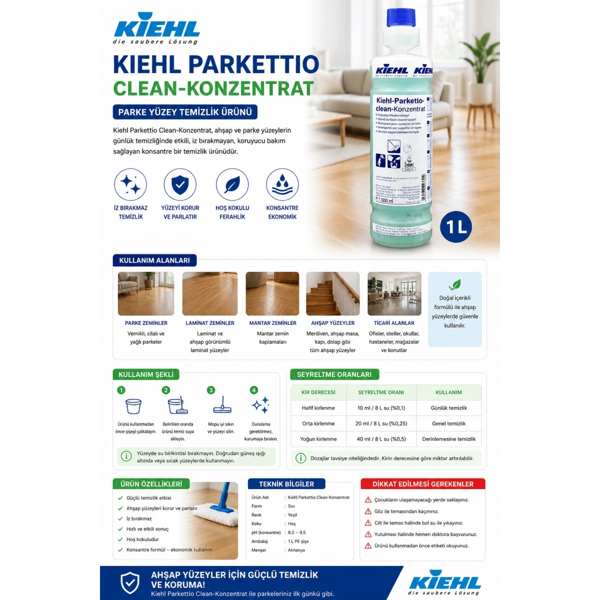 Kiehl Parke Yüzey Temizlik Ürünü 1 L
