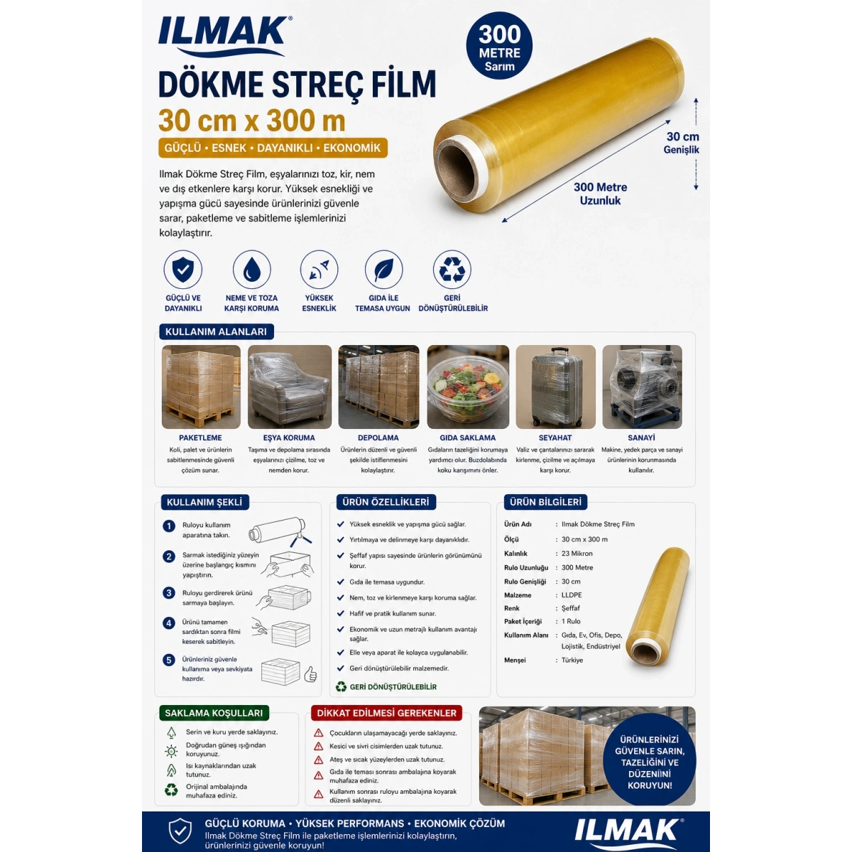Ilmak Dökme Streç Film 30x300 m