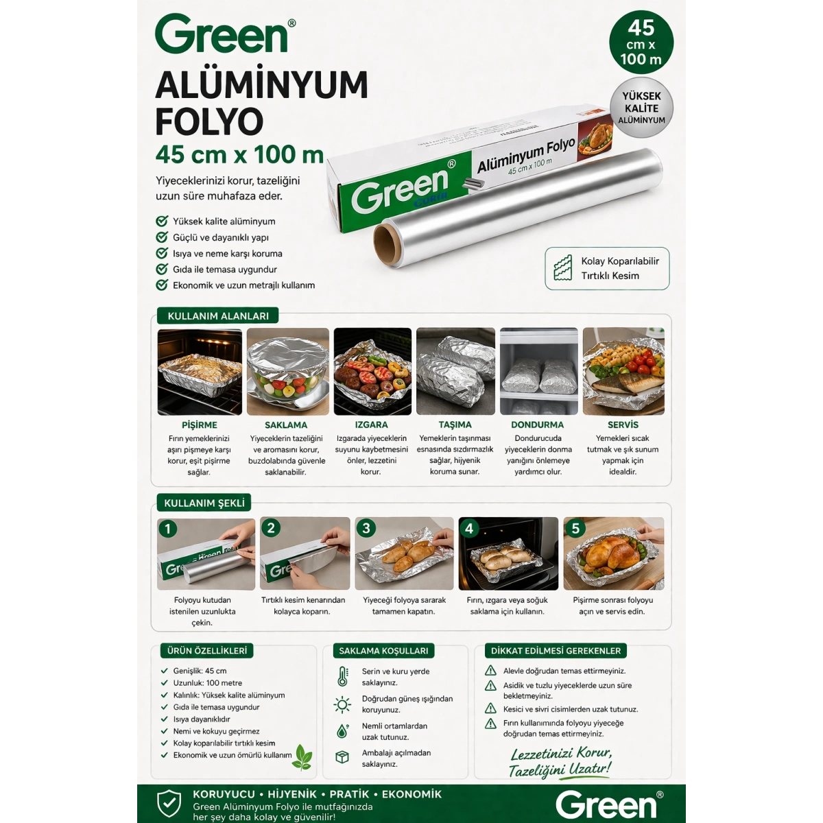 Green Alüminyum Folyo 45x100 m