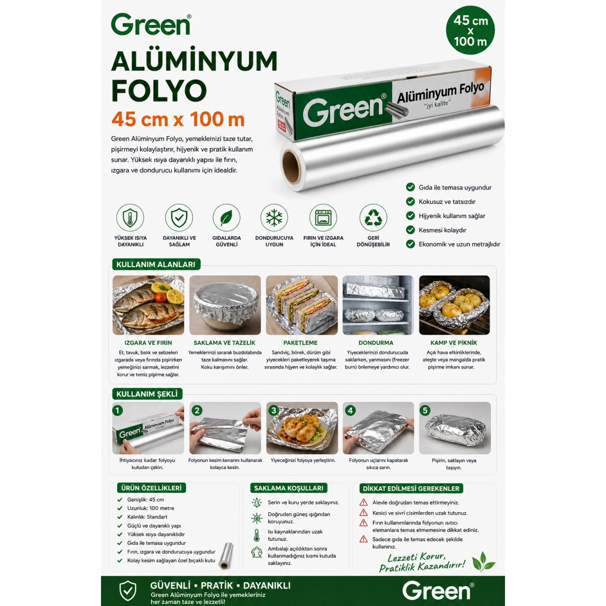 Green Alüminyum Folyo 45x100 m