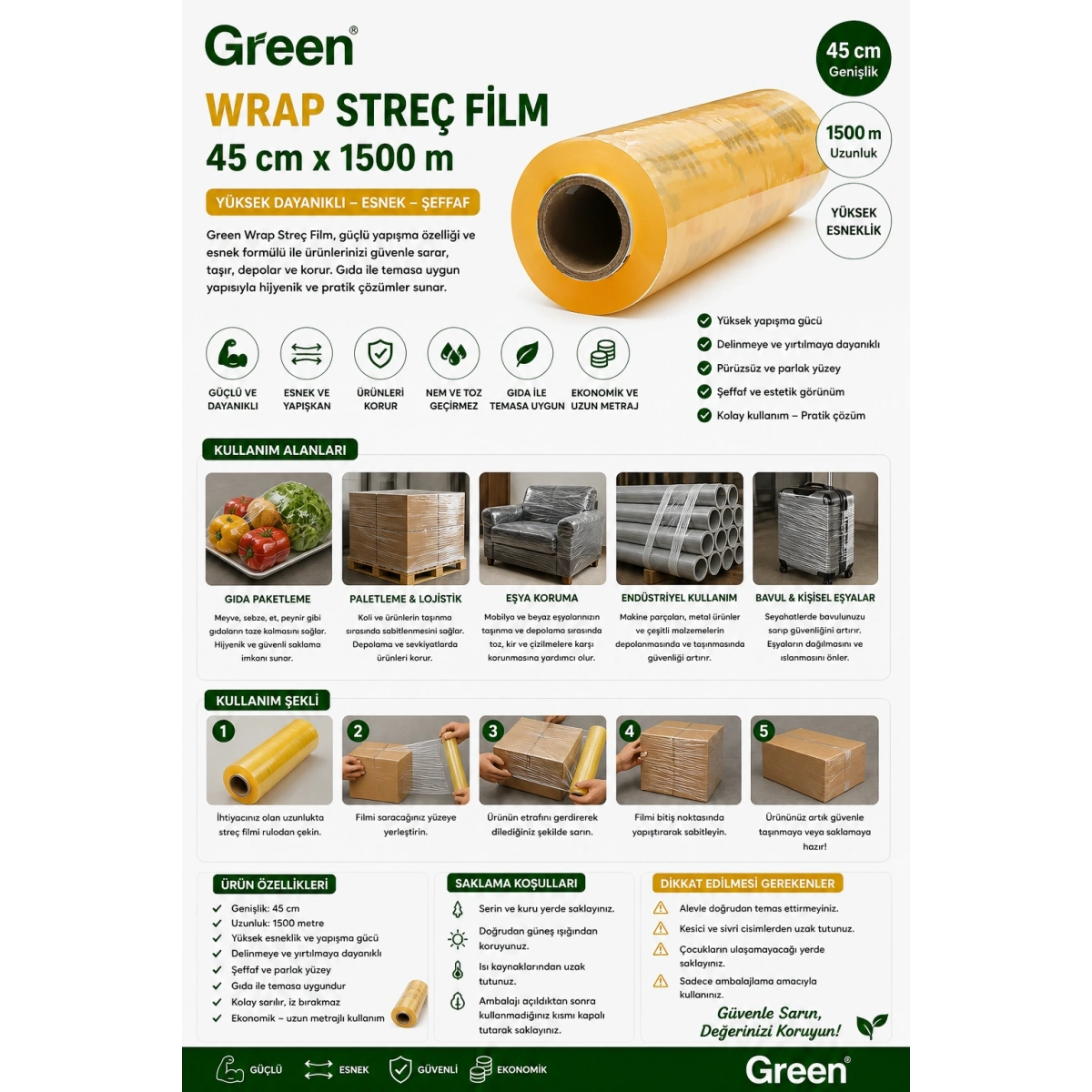 Green Wrap Streç Film 45x1500