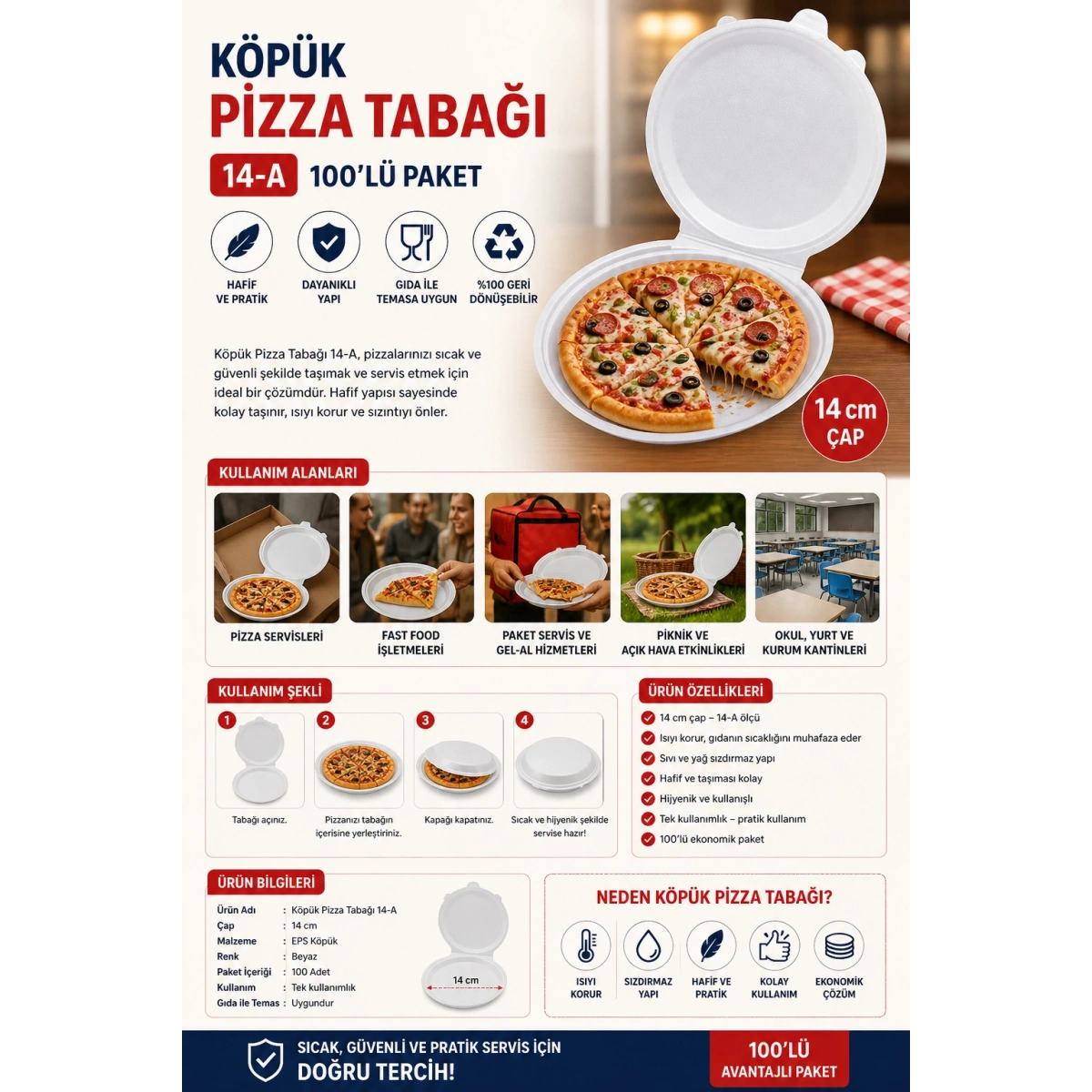 Köpük Pizza Tabağı 14-A 100lü