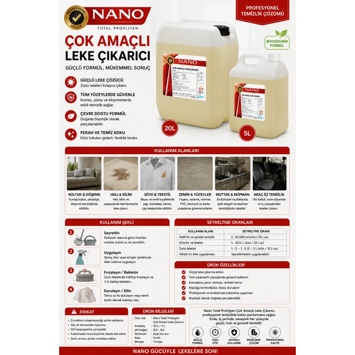 Nano Total Prohijyen Çok Amaçlı Leke Çıkarıcı 5 kg