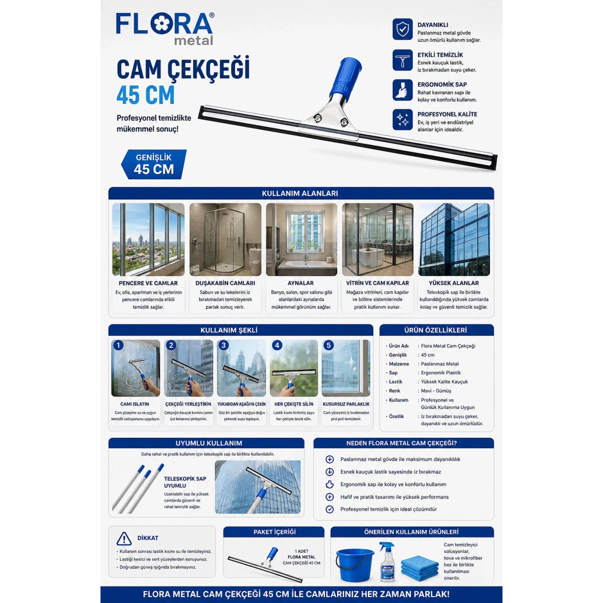 Flora Metal Cam Çekçeği 45 cm