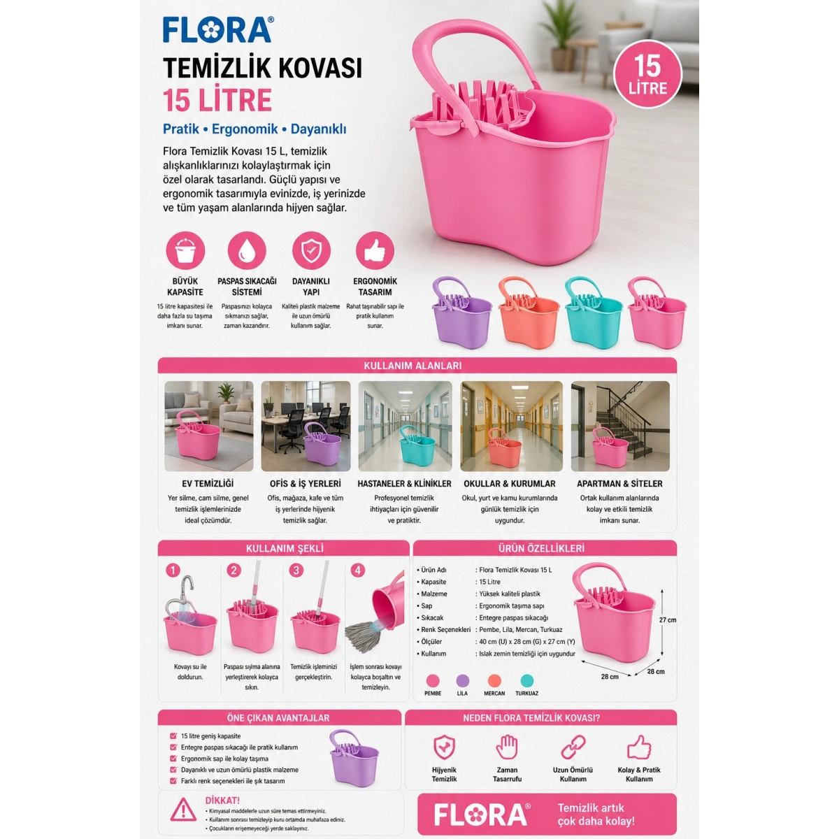 Flora Temizlik Kovası 15 L