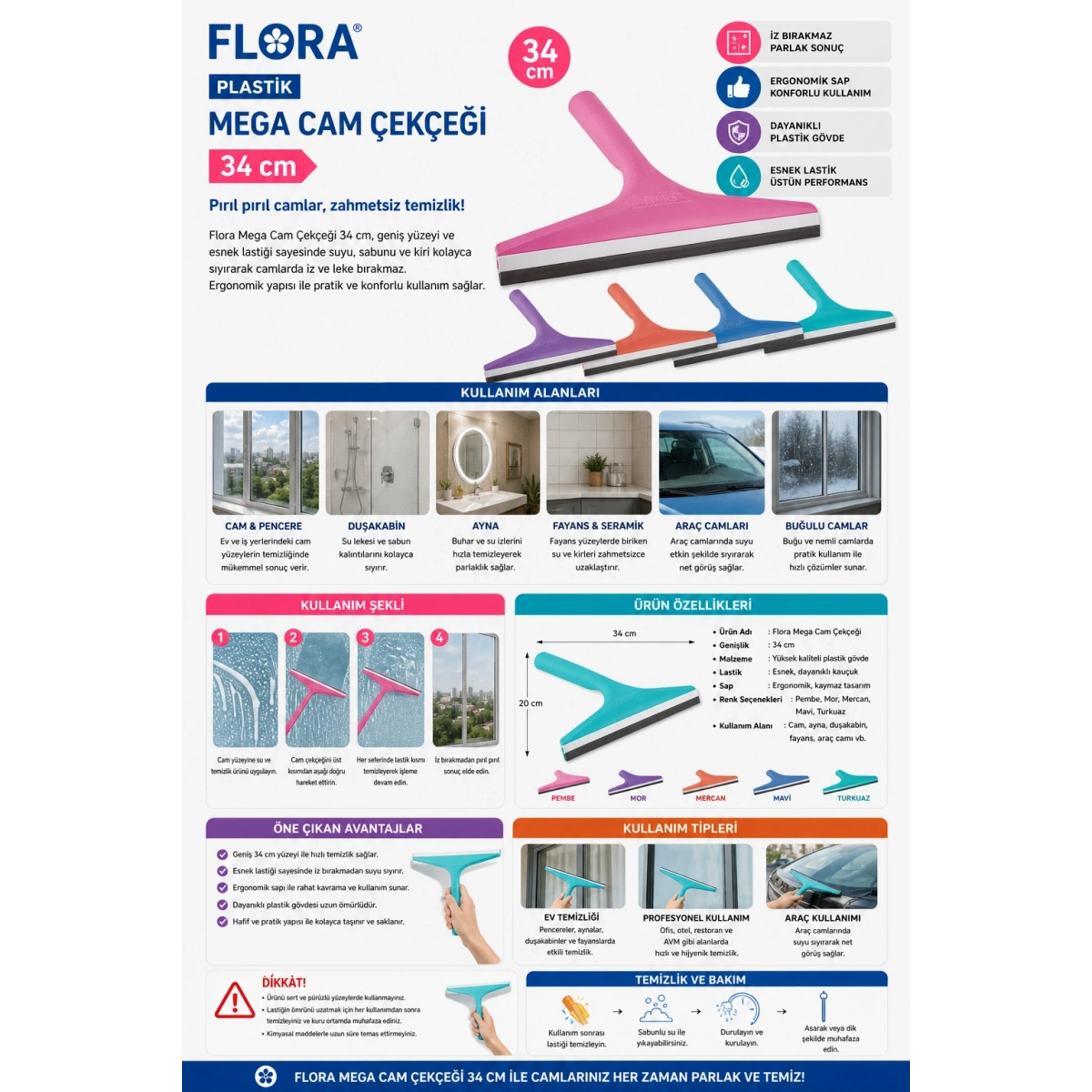 Flora Plastik Mega Cam Çekçeği 34 cm