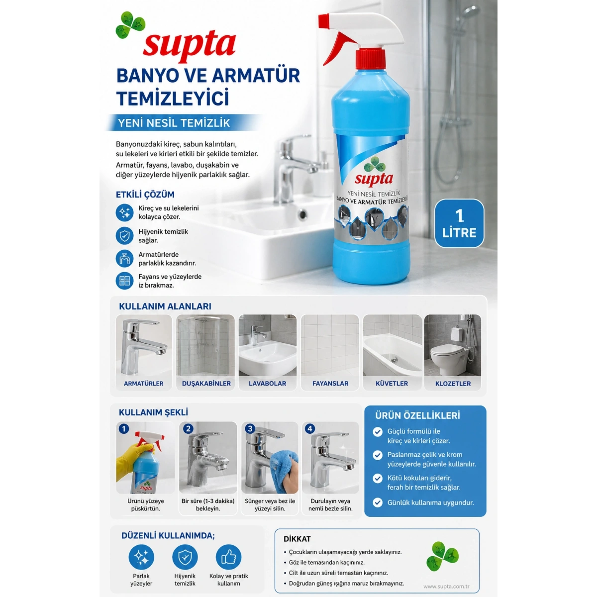 Supta Banyo Ve Armatür Temizleyici 1000 ml