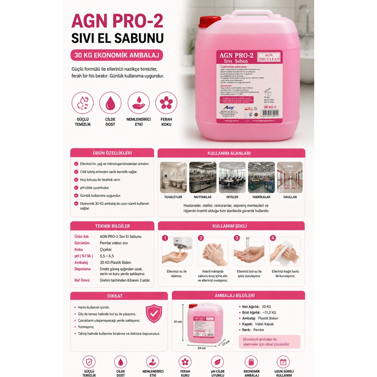 Agn Pro-2 Sıvı El Sabunu 30 Kg