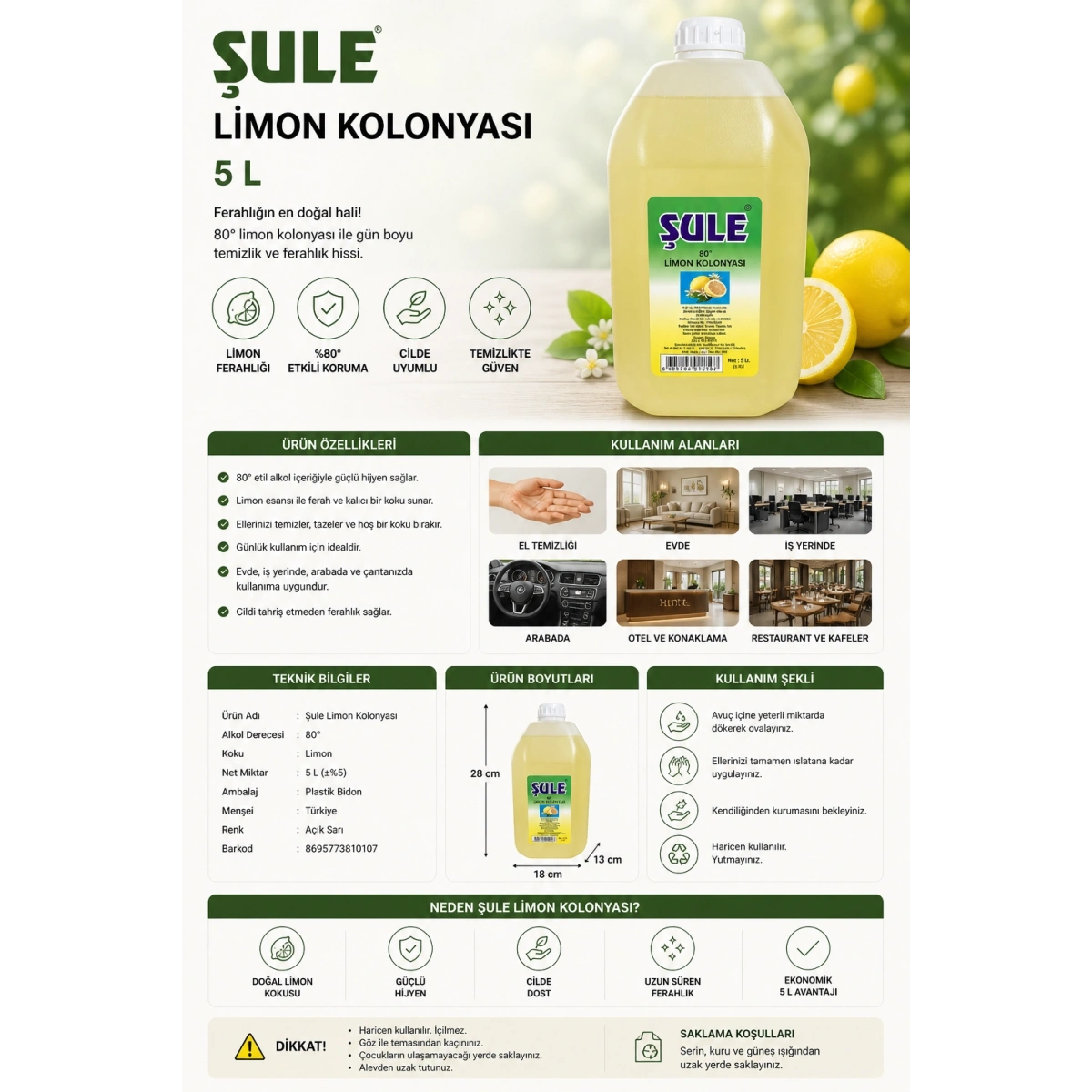 Şule Limon Kolonyası 5 L