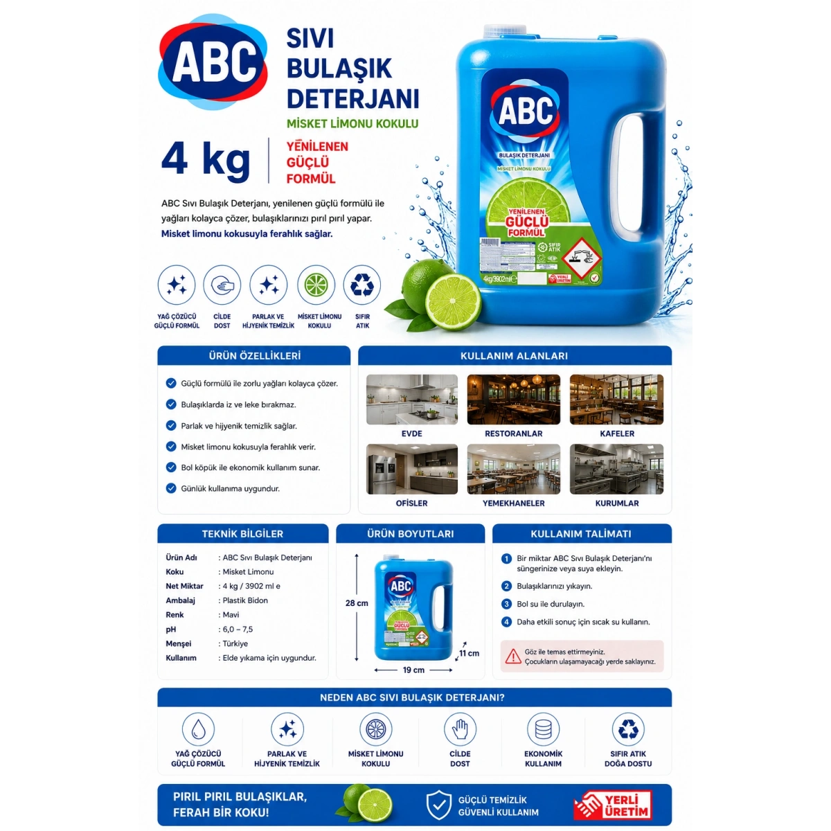 Abc Sıvı Bulaşık Deterjanı 4 kg