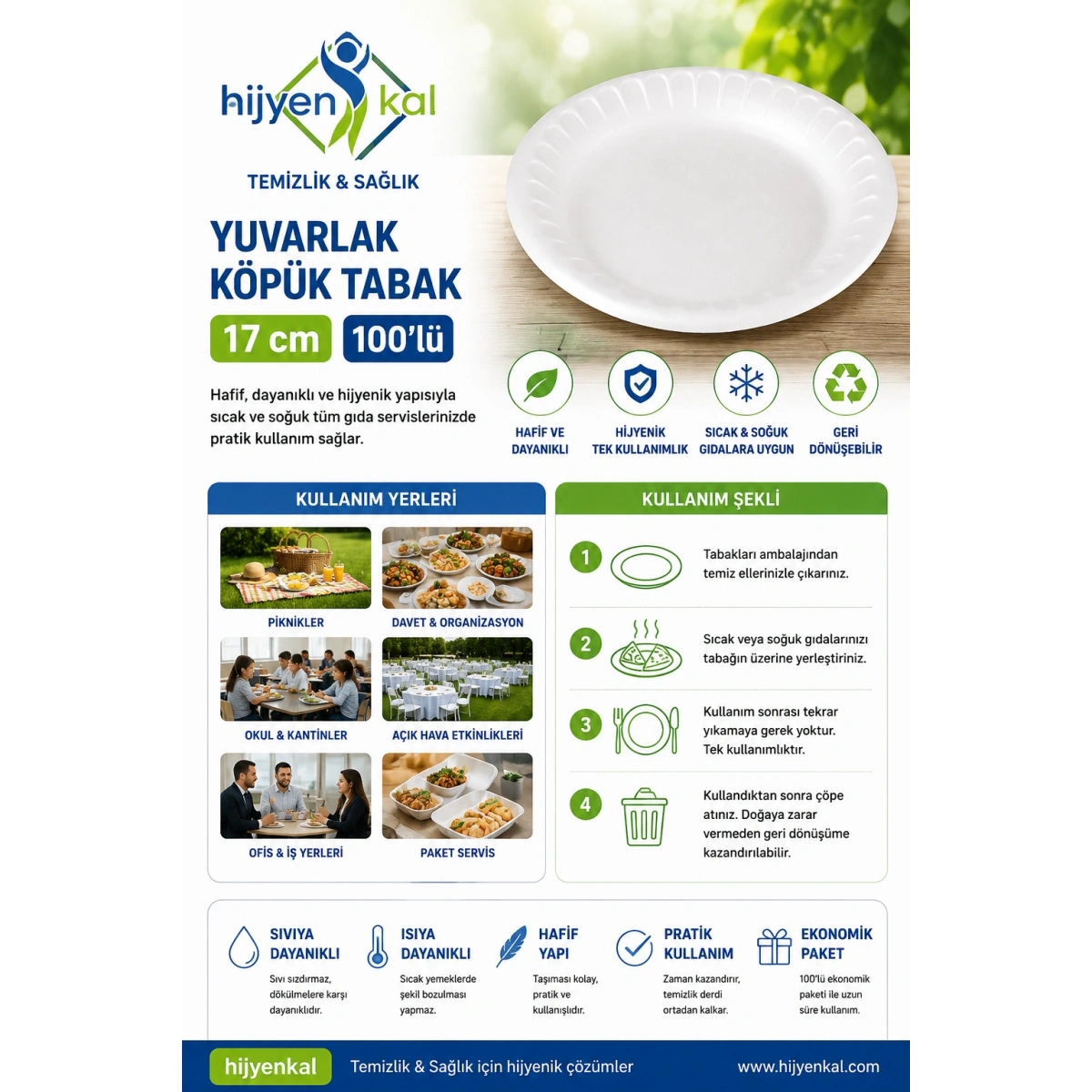 Yuvarlak Köpük Tabak 17 cm 100lü