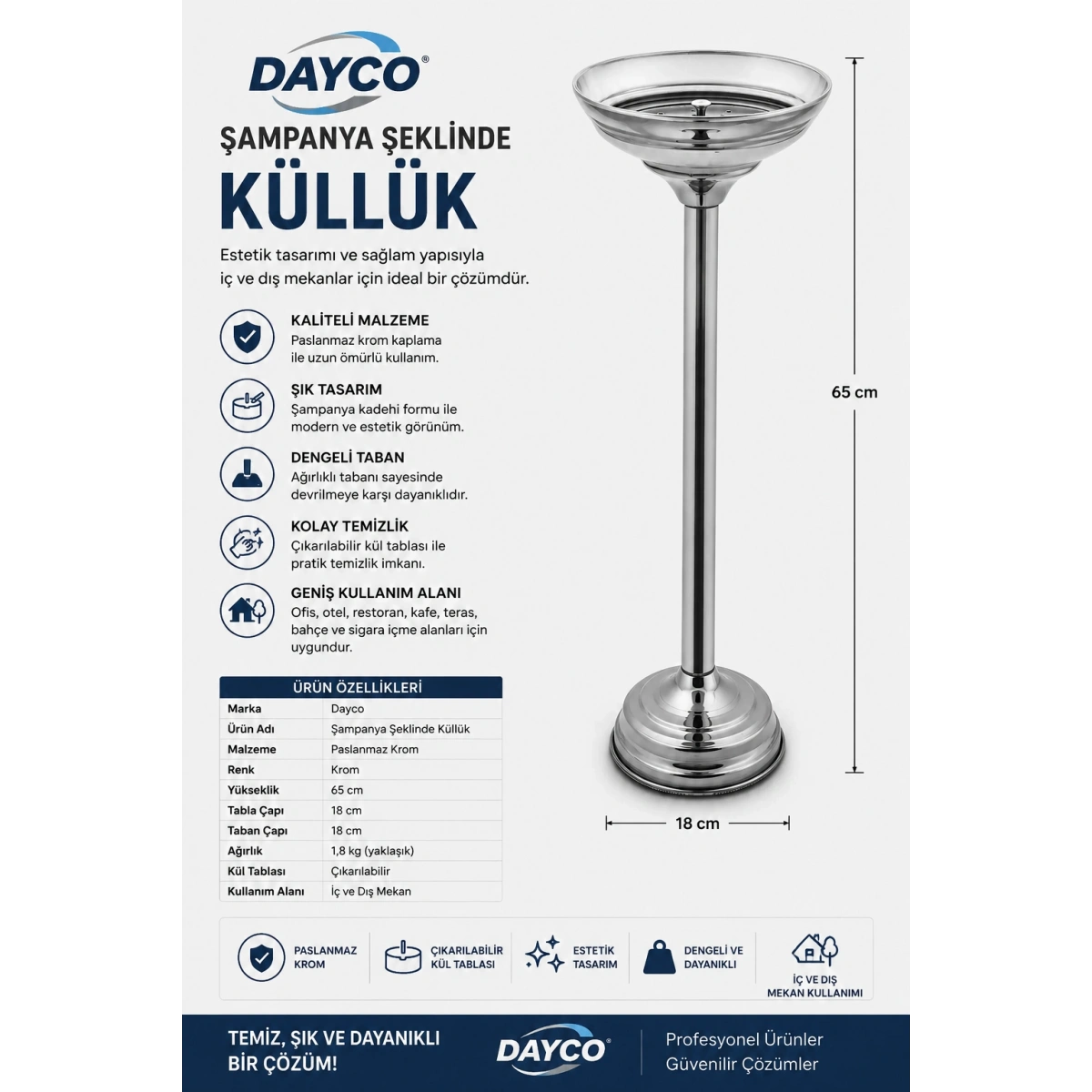 Dayco Şampanya Şeklinde Küllük