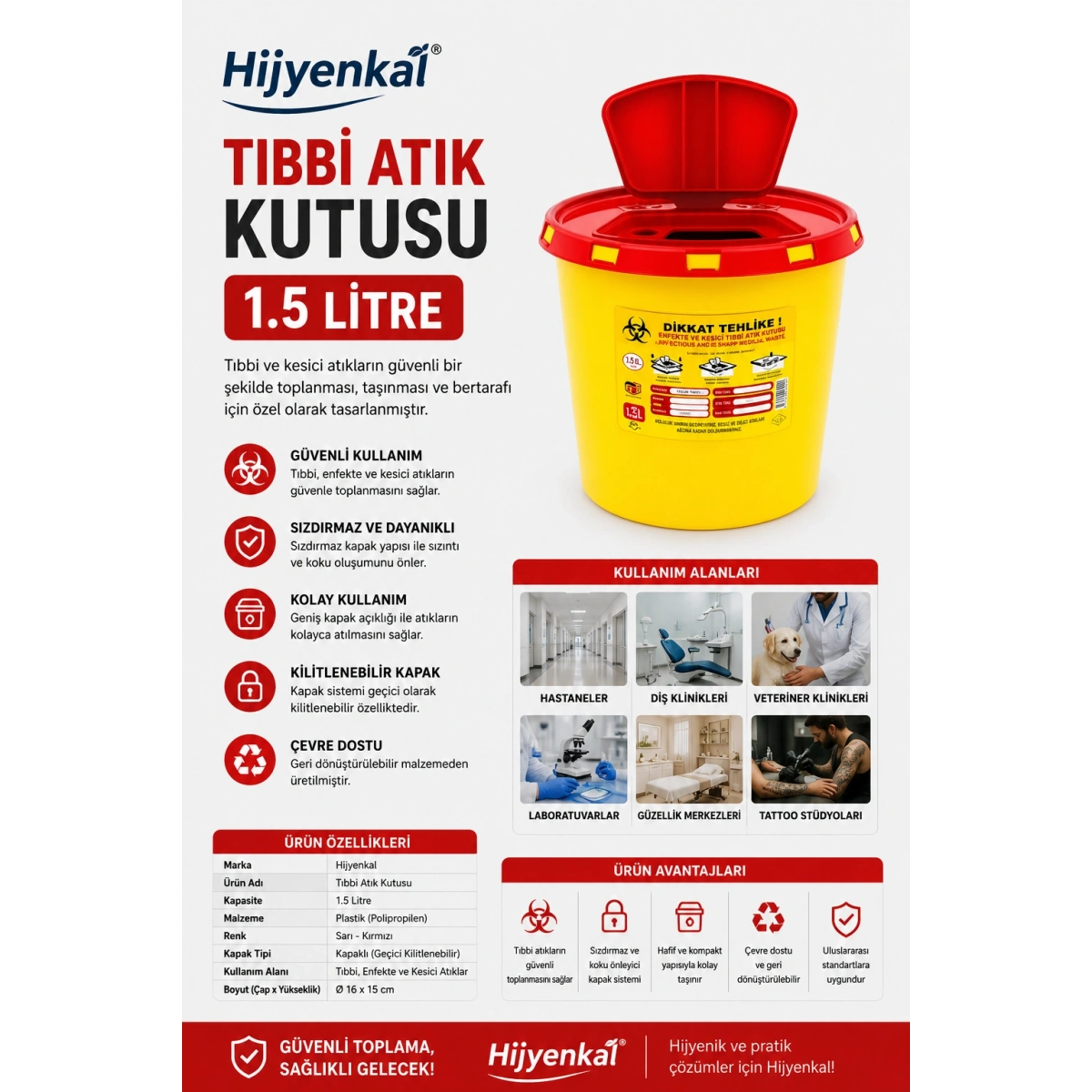 Tıbbi Atık Kutusu 1.5 Lt