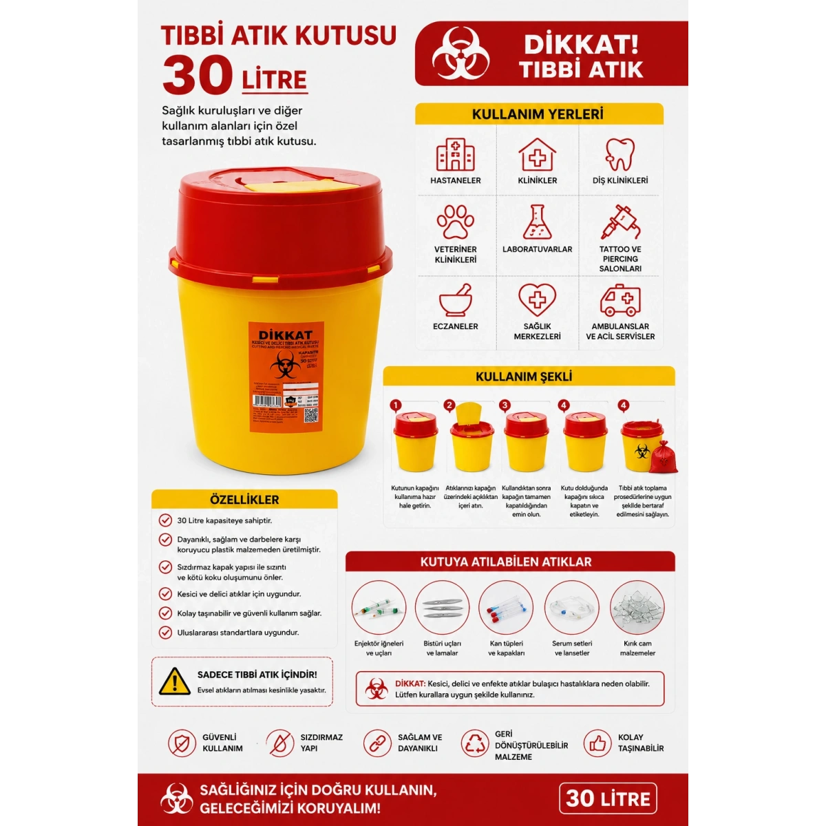 Tıbbi Atık Kutusu 30 L