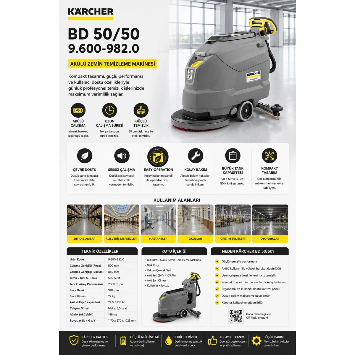 Karcher Bd 50/50 9.600-982.0 Akülü Zemin Temizleme Makinesi