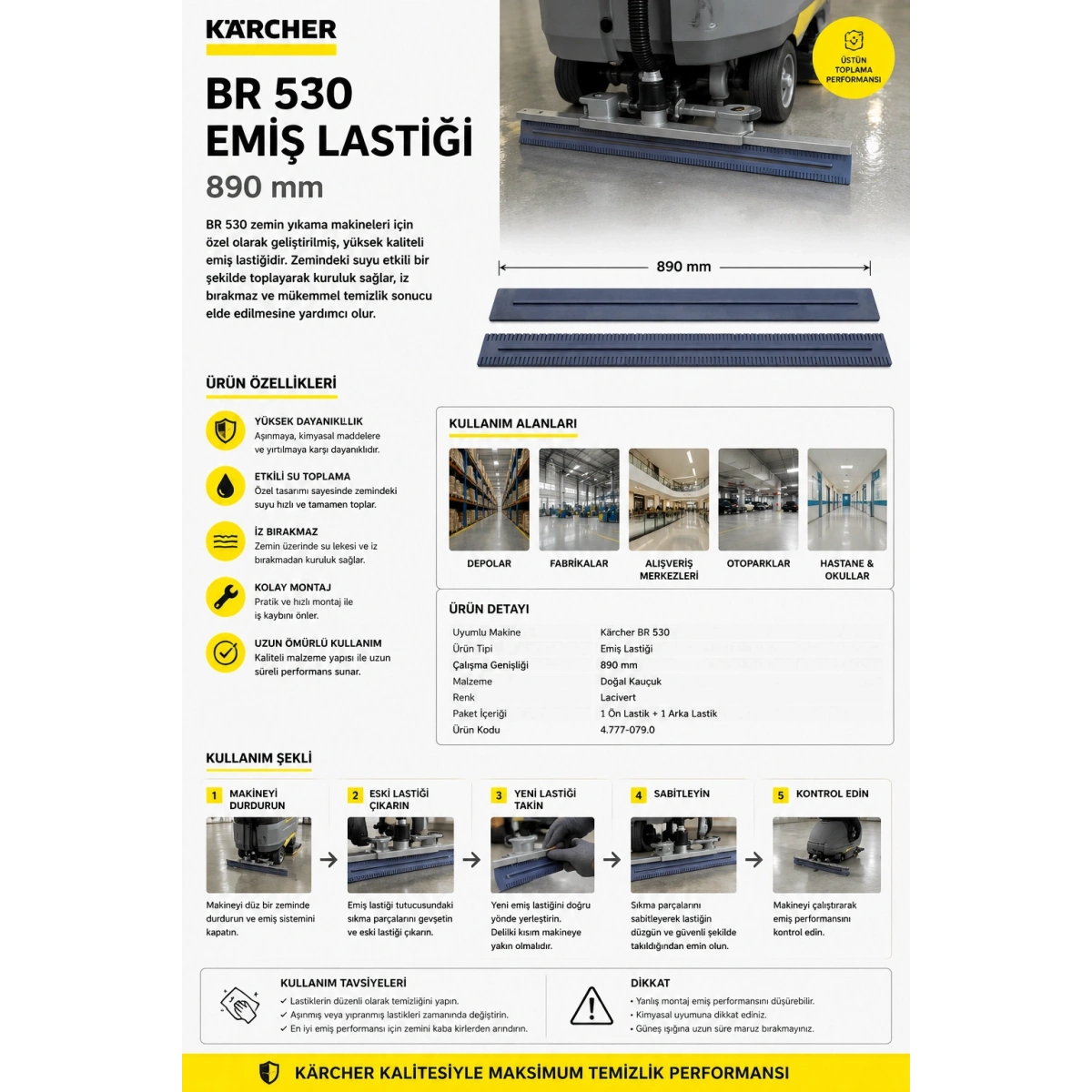 Karcher BR 530 Emiş Lastiği 890 mm
