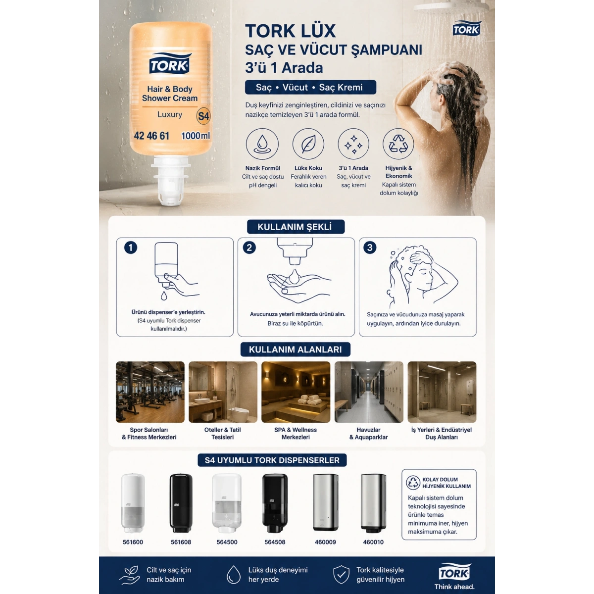 Tork 424661 Lüx Saç Ve Vücut Şampuanı 3ü 1 Arada 1000 ml