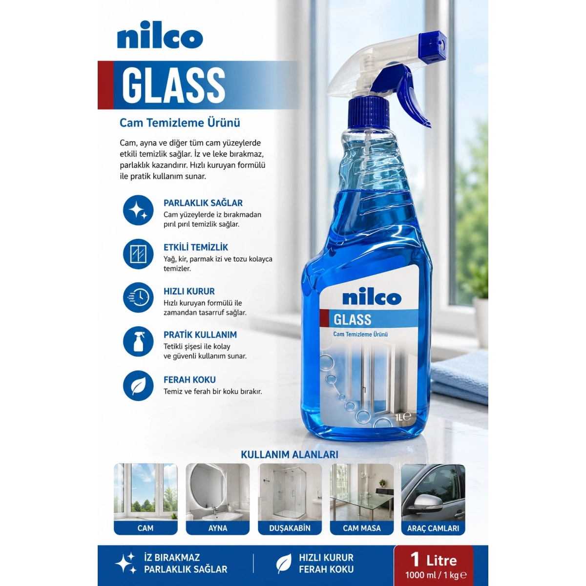 Nilco 32002699 Glass Cam Temizleme Ürünü 1000 ml/1kg