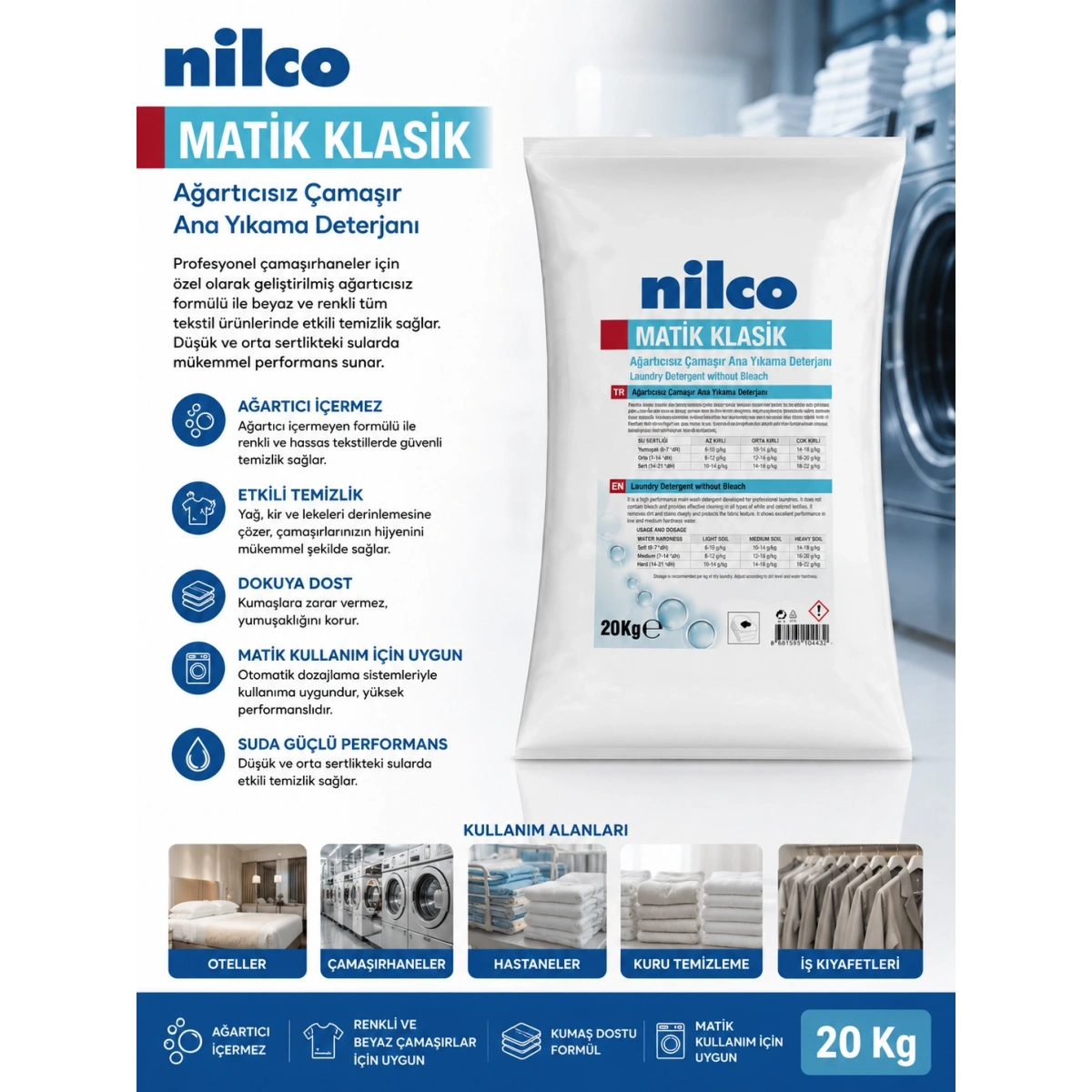Nilco 32002332 Ağartıcısız Çamaşır Ana Yıkama Deterjanı 20 Kg
