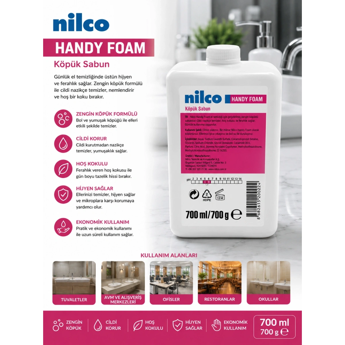 Nilco 32002084 Handy Foam Köpük Sabun 700 ml