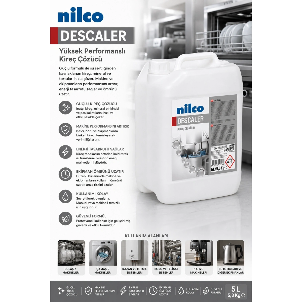 Nilco 32001884 Descaler Yüksek Performanslı Kireç Çözücü 5 lt
